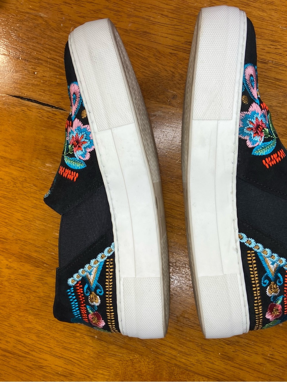 Johnny Was Black Slip-On Sneakers with Turquoise Butterfly Embroidery - Picture 7 of 12